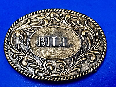 #ad Custom Name Bill Vintage 1977 Western Floral Themed Belt Buckle by The Kinney Co $13.50