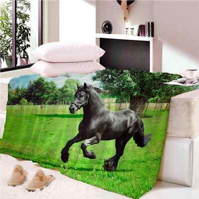 #ad Green Horse Barren Bare Sky Line 3D Warm Plush Fleece Blanket Picnic Sofa Couch AU $87.11