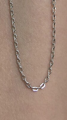 #ad 18K White Gold Plated Stamped Link Chain Necklace 18” Long $14.95