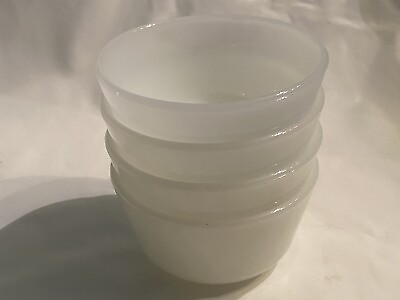 #ad 4 1950s Vtg Milk White GLASS sauce dipping berry side serving Bowls $6.91