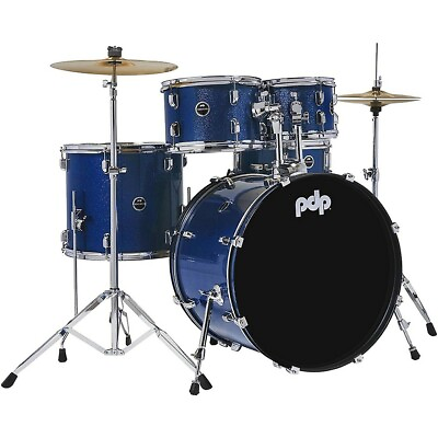 #ad PDP by DW Encore Complete 5 Piece Drum Set Chrome Hardware Cymbals Royal Blue $499.99