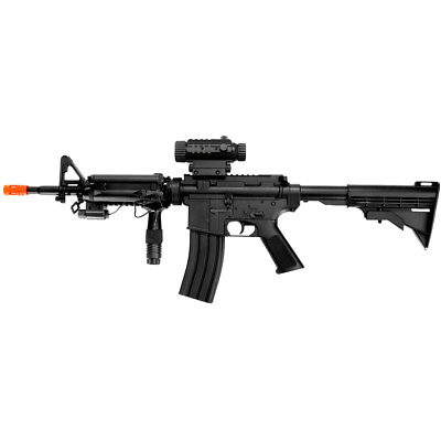 #ad M4 A1 M16 ELECTRIC AUTOMATIC AIRSOFT GUN RIFLE AEG FLASHLIGHT LASER 6mm BB BBs $66.95