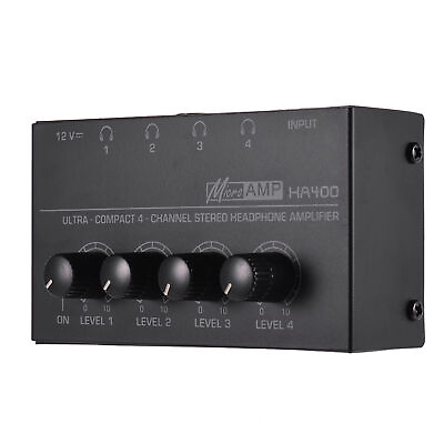#ad HA400 Ultra Compact 4 Channels Stereo Headphone Amplifier Amp with Power Adapter $15.03
