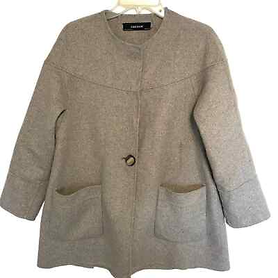 #ad Zara Gray Wool Blend Coat Jacket Womens Medium Gray Swing Modern Minimalist $49.95