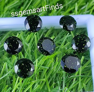 #ad Natural green Sandstone Faceted round Shape Loose Gemstone For Making Jewelry $11.40