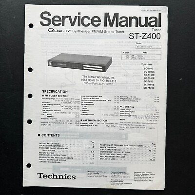 #ad Technics ST Z400 Quartz Synthesizer AM FM Tuner ORIGINAL Service Manual 1984 $9.99
