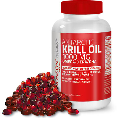 #ad Antarctic Krill Oil 1000mg with Omega 3s EPA DHA and Astaxanthin $36.99