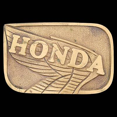 #ad Solid Brass Honda Wing Logo 1970s Vintage Belt Buckle $150.00