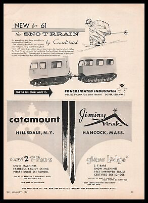 #ad 1961 Sno T#x27;rrain 12 Passenger Snow Ski Vehicle Photo Dover Delaware Print Ad $10.46