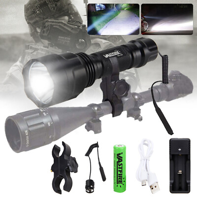 #ad Tactical LED Flashlight Torch Hunting Predator Night Light 800 Yards Scope Mount $17.99