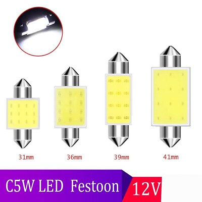#ad Car Festoon White LED COB SMD Light Bulbs Lamps Interior C5W Bulb 12v 31 41mm GBP 8.99