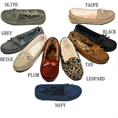 #ad Moccasins Women Slip On Indoor Outdoor Shoe Slipper Fur Loafer #985 $17.99