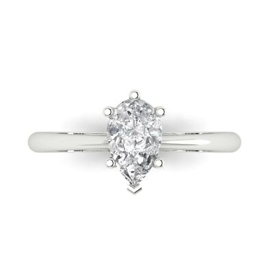 #ad 1.25ct Pear Cut 18k White gold simulated diamond Wedding Classic Bridal Ring $308.74