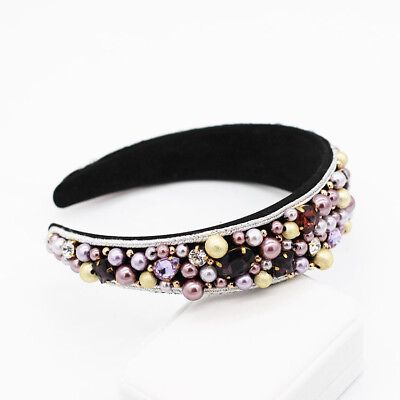 #ad Hairband Headband Beads Crystals Handmade Lavender Purple Headband $50.99