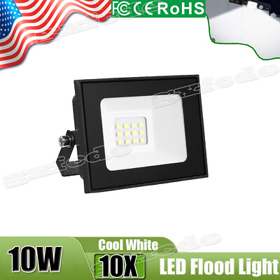 #ad 10X 10W LED Flood Light Outdoor Garden Lamp Yard Security Spotlight Cool White $40.99