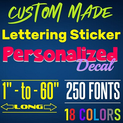 #ad Custom Decal Sticker Vinyl Lettering Personalized Text Window Wall Car Truck 2 $16.99