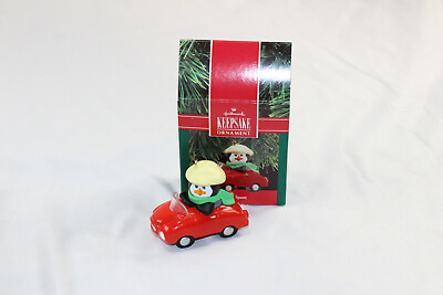 #ad Hallmark Polar Sport Holiday Christmas Tree Keepsake Ornament 1990 Car Red $11.73