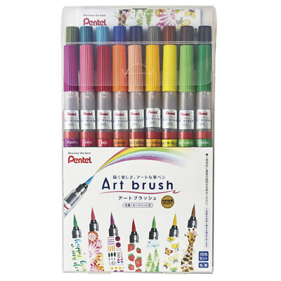 #ad Pentel Art Brush Color Brush Pens 18 Color Set from Japan $49.95