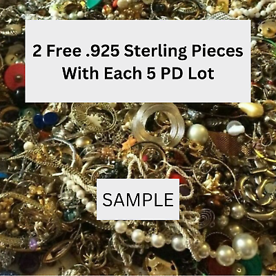 #ad 5 Lbs Vintage Estate Costume Jewelry Lots Free .925 All Wearable $59.99