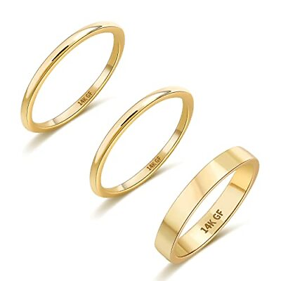 #ad 14K Gold Filled Rings Stacking Rings for Women Stackable 7 Gold 1MM 1MM 3MM $10.11