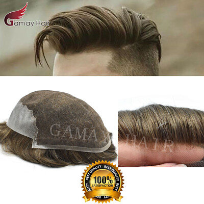 #ad #ad Mens Toupee French Lace Human Hair Front Bleached Knots Wig Hairpiece for Men Q6 $229.00