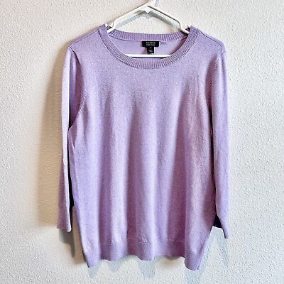 #ad Halogen X Atlantic Pacific Pullover 3 4 Sleeve Sweater Metallic Purple Size XL $20.00