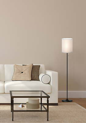 #ad 56.5quot; Shaded Floor Lamp with White Fabric Shade Black Finish Classic Styling. $25.54