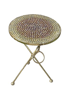 #ad MID CENTURY MODERN FOLDING TABLE MCM EAMES RETRO 1950s?? Glass Mosaic Top Brass $212.49