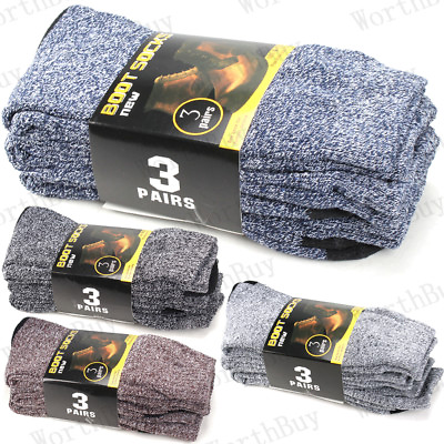 #ad New Lot 3 12 Pairs Mens Winter Thermal Warm Crew Work Boots Socks Sox Size 9 13 $7.99