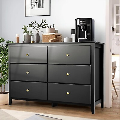 #ad 6 Drawers Dresser Modern Wood Storage Dressers Chests of Drawers for Bedroom US# $169.99