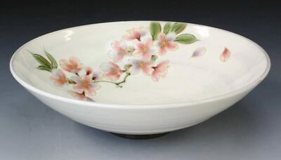 #ad Kyoto Ware Kiyomizu Tsuchibuchi Pottery Bean Paste Kiln Cherry Blossom Bowl $226.64