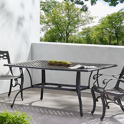 #ad Fonzo Outdoor Bronze Cast Aluminum Rectangular Dining Table ONLY $334.70