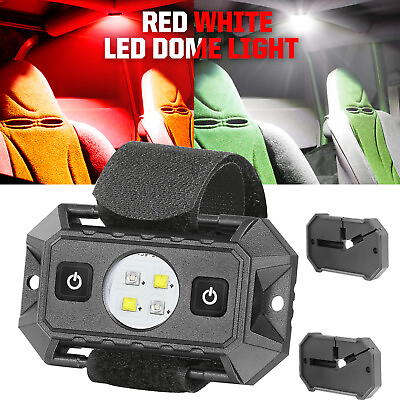 #ad UTV Interior LED Dome Lights Red White Roll Bar Mounts For Polaris RZR Can Am X3 $19.99