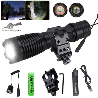 #ad Tactical 800Yard Zoomable Green LED Flashlight Predator Varmint Gun Rechargeable $18.99