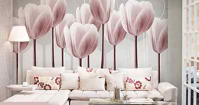 #ad 3D Pink Tulip Illustration Paper Wall Print Decal Wall Deco Indoor wall Murals AU $449.99