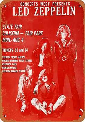 #ad Metal Sign 1969 Led Zeppelin in Dallas Vintage Look Reproduction $18.66