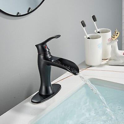#ad Waterfall Oil Rubbed Bronze Bathroom Sink Faucet Basin Vanity Lavatory Mixer Tap $36.00