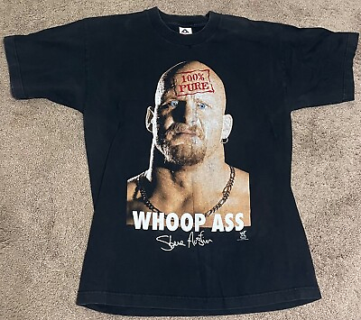 #ad Vintage Stone Cold Steve Austin T shirt black Large WWF 100% Pure Whoop Ass $250.00
