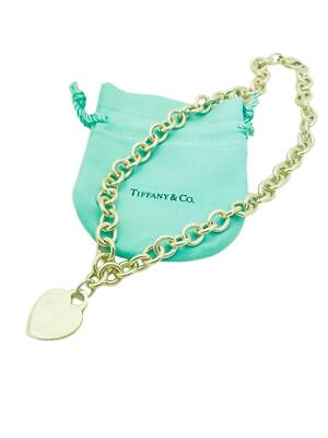 #ad Tiffany amp; Co. Sterling Silver Heart Tag Chain Link Necklace 16quot; Pouch $374.99