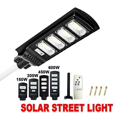 #ad 600W LED Street Lamp Solar Power Lamp Dusk to Dawn PoleRemote Control Garden $69.00