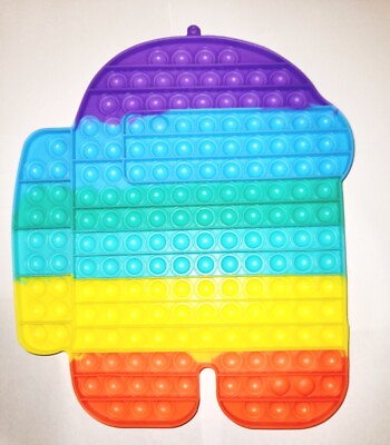 #ad 174 Bubbles 12 Inch Jumbo Rainbow Push Pop Stress Relief Sensory Fidget set of 2 $9.99