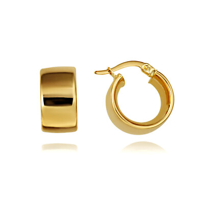 #ad 14K Yellow Gold Wide Hoop Latch Back Earrings $249.99