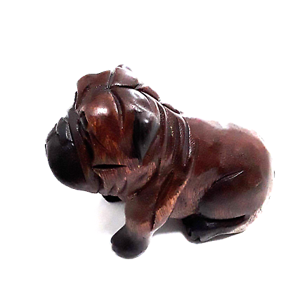 #ad Bulldogs Wood Hand Carved Puppy Dogs Dog Bulldog Sitting 6.5quot; Long 5quot; Tall $17.63