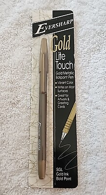 #ad Eversharp Silver Lite Touch Gold Metallic Ballpoint Pen NEW $17.86