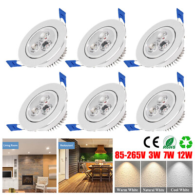 #ad 3 12W Recessed LED Ceiling Lamp Downlight Spotlight Home Aluminum Celling Light $11.49