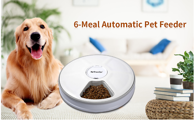 #ad Pet Feeder Food 6 Meal Automatic Dispenser Digital Timer Music （original $50 $24.99