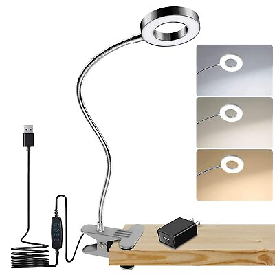 #ad DLLT Dimmable Clip on Reading Light 48 LED USB Bed Night Lights with 3 Color... $27.66