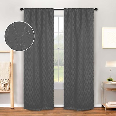 #ad Zuri Solid Rustic Textured fade amp; Shrink Resistant Blackout Curtain Panel Set $27.20