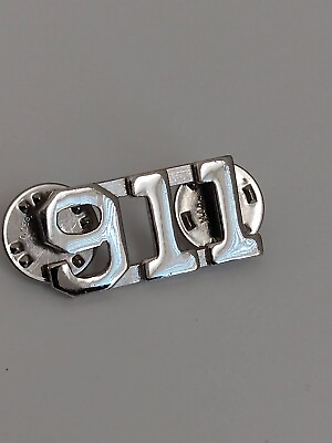 #ad 9*1*1 Silvertone Emergency Numbers Lapel Pin $10.00