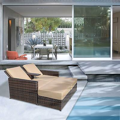 #ad Rattan Wicker Sofa Chair Pool Chaise Lounge Patio Furniture Set Storage Daybed $399.99